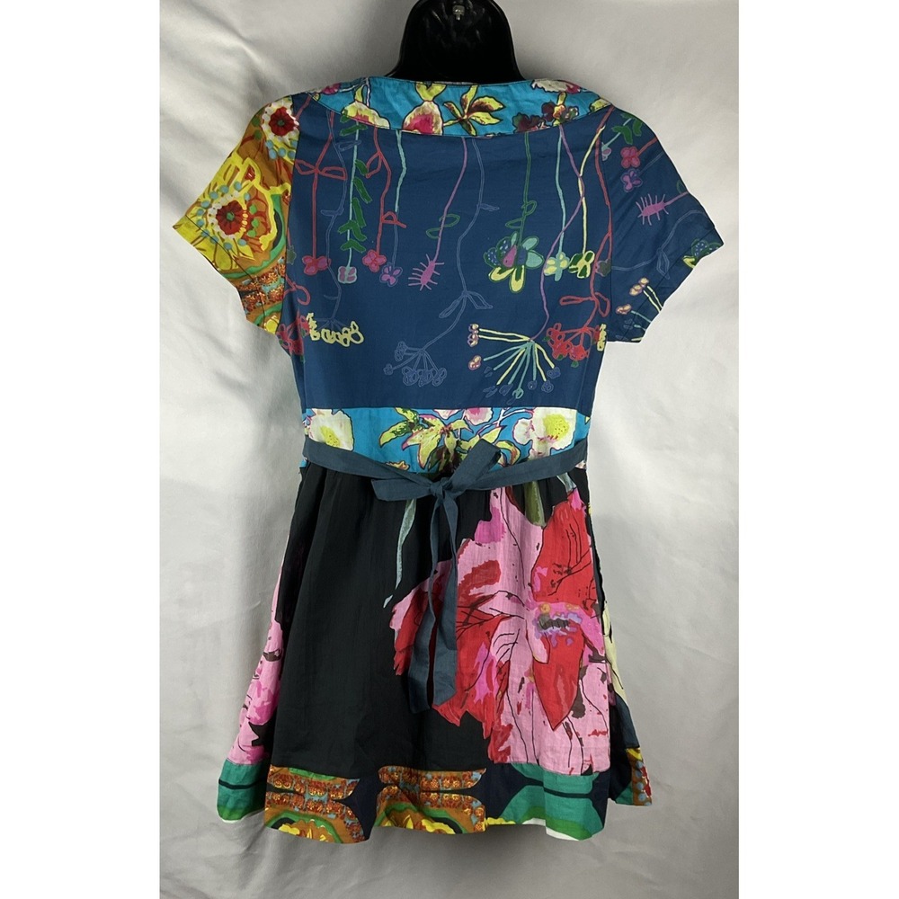 Desigual Women's Size M Japan Art Geisha Mini Dress / Tunic Tie Back Colorful - Picture 2 of 16